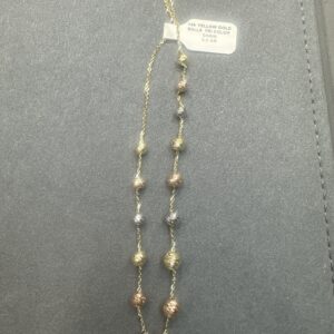 14k Yellow Gold Balls Trio Color Chain