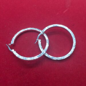 Silver Diamond Cut Hoop Earrings